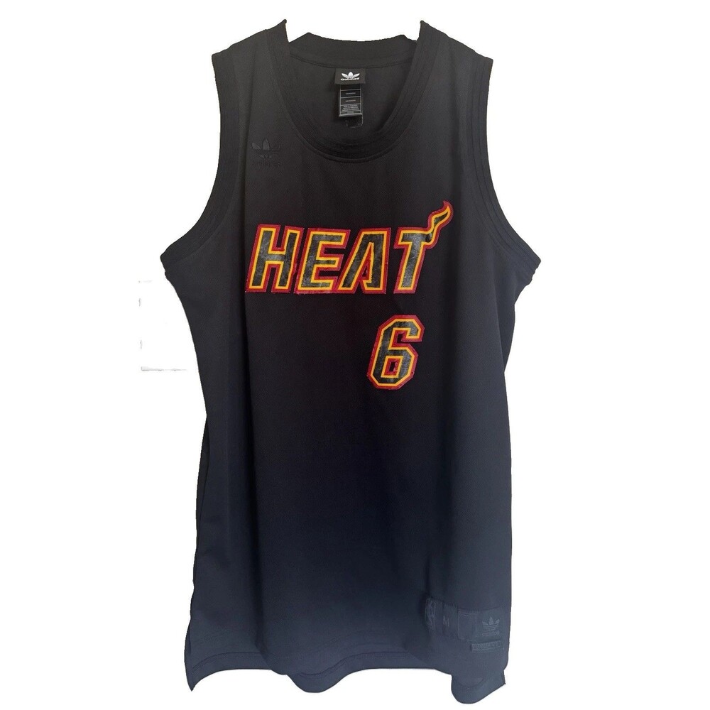 adidas Originals LeBron James Miami Heat Jersey Men's M #6 Black Trefoil NBA +2